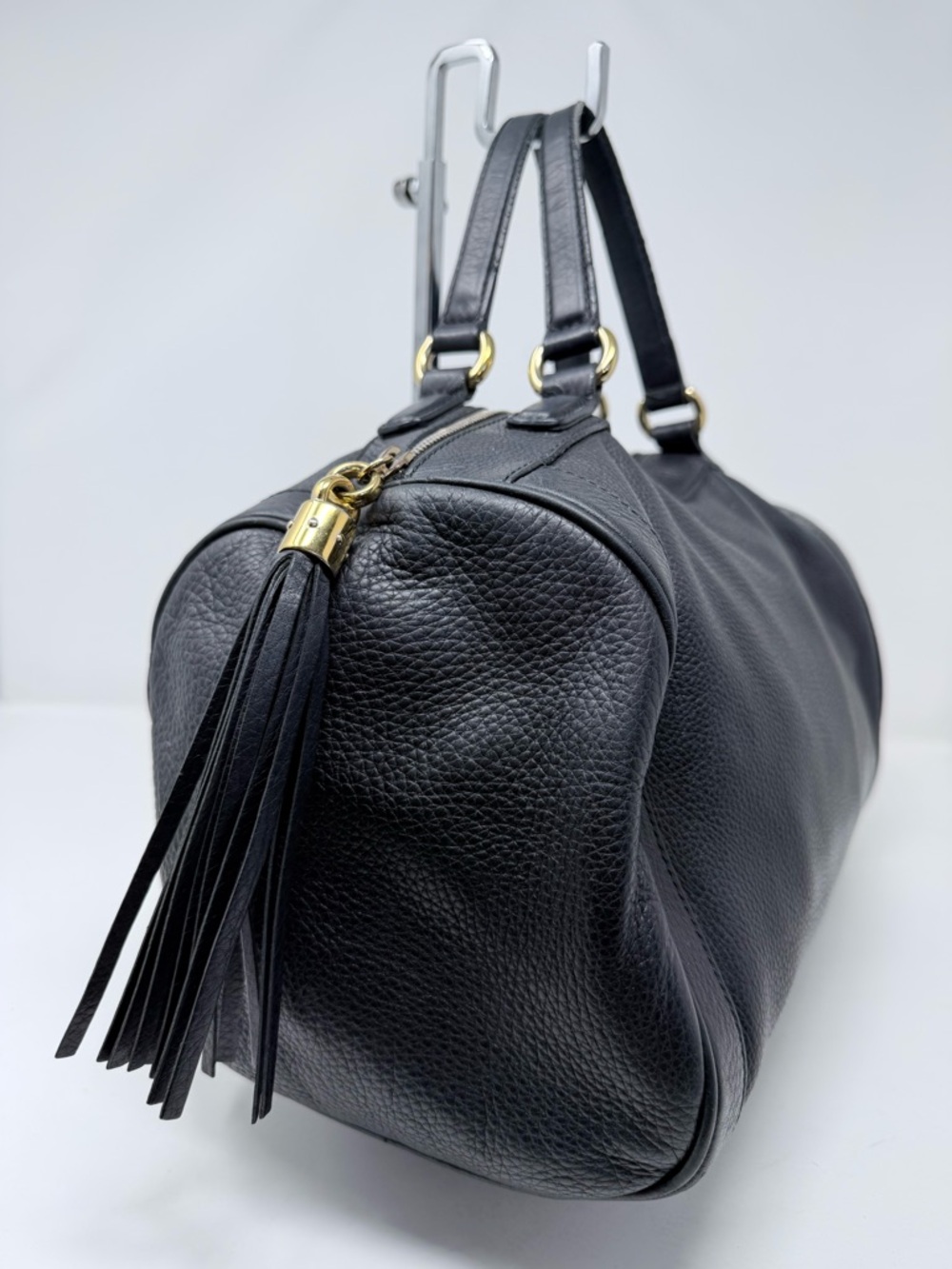 Gucci Black Pebbled Leather Barrel Hobo Satchel - Picture 7 of 10